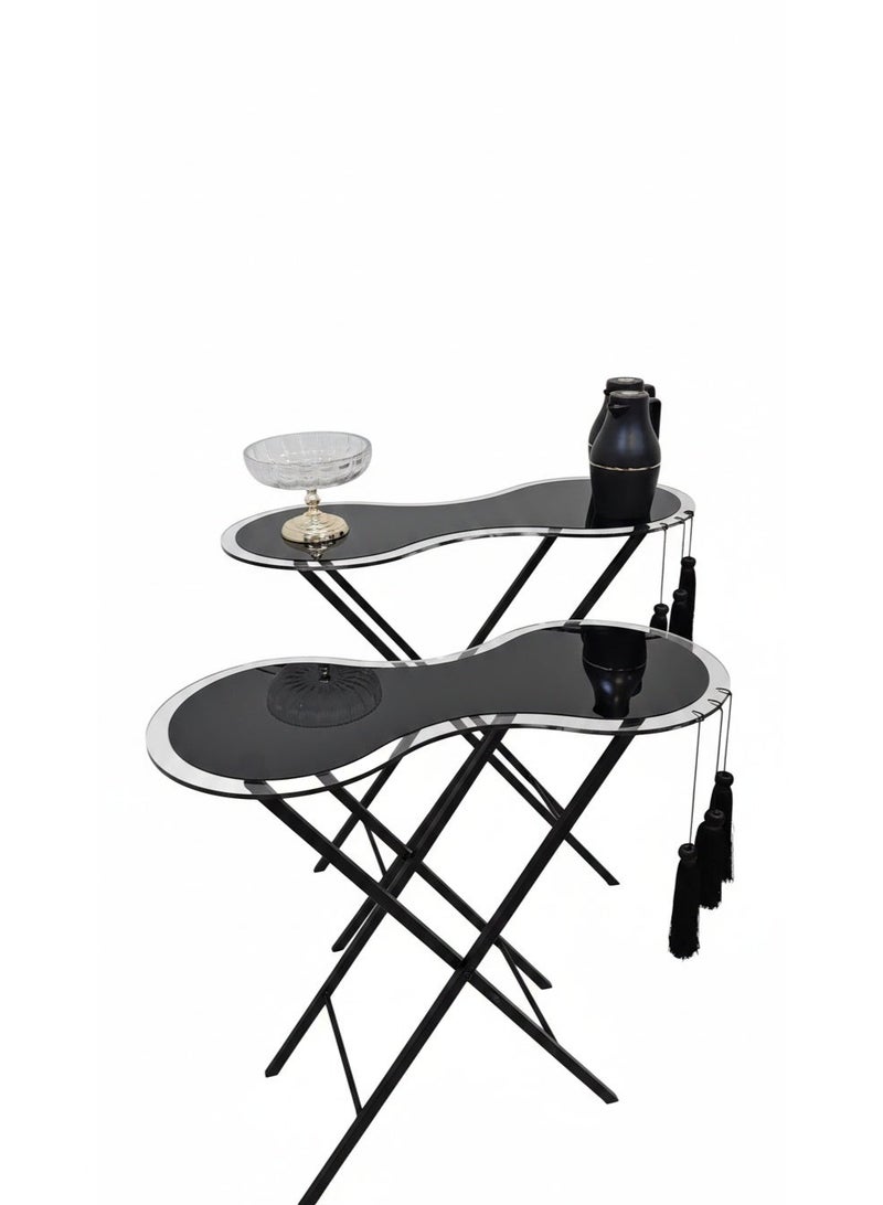 Nice Store Acrylic side table set (2 pieces) with black metal frame, modern coffee tables - Image 1
